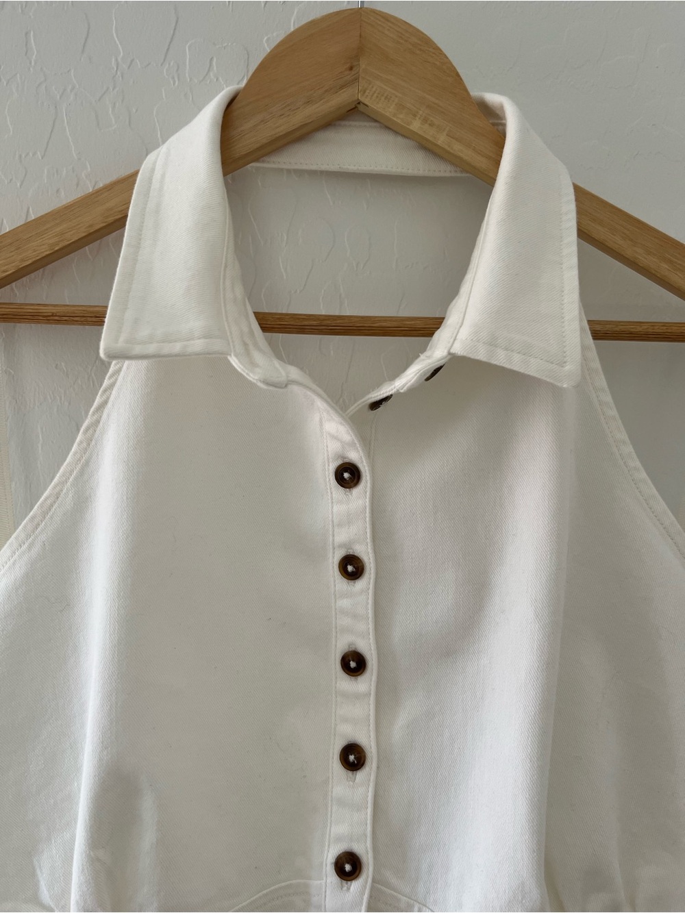 Anthropologie Pilcro Collared Button Front Halter Dress White XL - Picture 4 of 9
